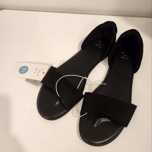 NWT Black open-toe flats